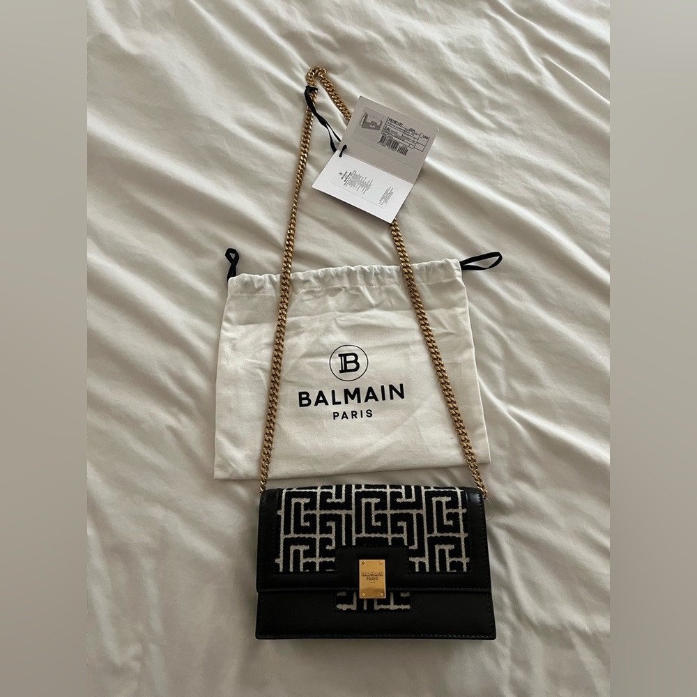 SOLD BNWT Balmain Mini 1945 Monogram Jacquard Bag Crossbody $1695 - Picture 3 of 15